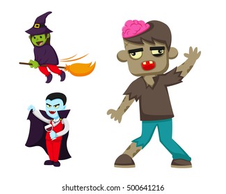 Cute Halloween Monster Character Set