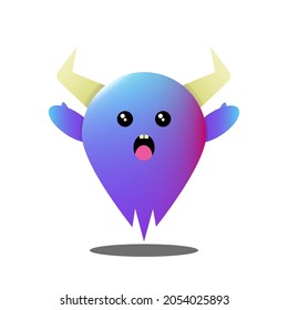 Cute halloween monster saying "Haa". one of the symbolic characters of the Halloween celebration. vector illustration in cartoon style