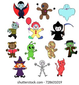 Cute halloween monster set