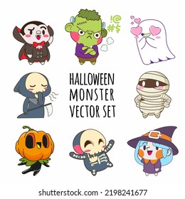 cute halloween monster vector collections