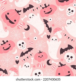 Los monstruos de Halloween son un patrón impecable. Ilustración vectorial.
