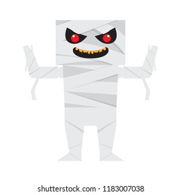 Cute halloween mummy cartoon character