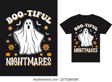 Diseño de camiseta con ropa de Halloween estilo Flirty Ghost "Boo tiful Nightmarkes"