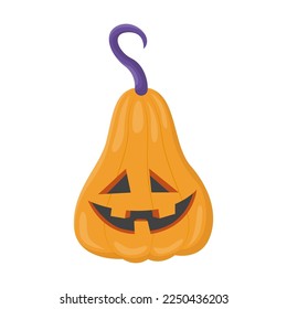 Cute Halloween outstretched laughing pumpkin sticker vector illustration. Cartoon drawing of witchcraft or dark magic element in boho style isolated on white background
