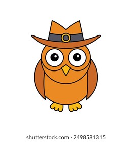 Cute Halloween owl with hat vector illustration for fun, festive designs