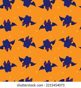 Cute Halloween pattern with bat. Seamless with child illustration. Horror ho;iday background. Baby fabric