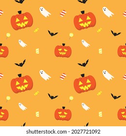 cute Halloween pattern with  candy and sweets fabric seamless cute pattern