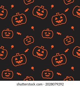 cute Halloween pattern with  candy and sweets fabric seamless cute pattern