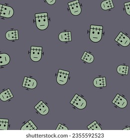 Cute Halloween pattern. Halloween colors vector illustration. Illustration of frankenstein. Pattern for web page, textile,  wallpaper, banner,poster, card.