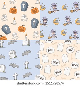 Cute halloween pattern. Doodle illustration related to halloween.