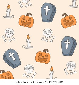 Cute halloween pattern. Doodle illustration related to halloween.