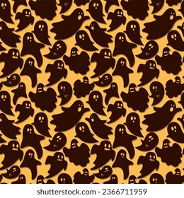 Cute halloween pattern with ghost doodle