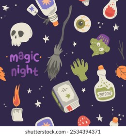 Cute Halloween pattern. Magic night
