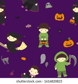 cute halloween pattern pumpkin character