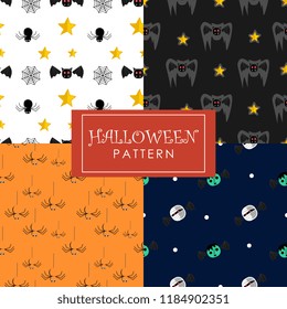 Cute halloween pattern set collections. Vector trendy festive holiday in october with creative illustration for fashion and baby clothing textile print and wrapping.