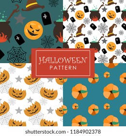 Cute halloween pattern set collections. Vector trendy festive holiday in october with creative illustration for fashion and baby clothing textile print and wrapping.