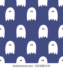 Cute Halloween pattern with spooky ghosts. Vector illustration