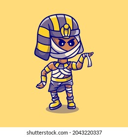 cute halloween pharaoh mummy dancing, suitable for t-shirt designs or cute icons