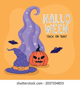 cute halloween poster with items