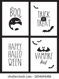 Cute Halloween Poster Set. Halloween design template. Greeting Card Template. Vector illustration