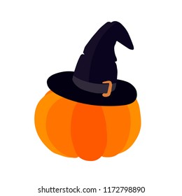 Cute Halloween Pumpin in witch hat