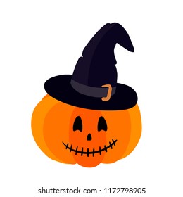 Cute Halloween Pumpin in witch hat