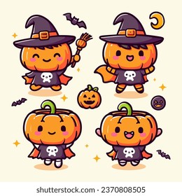 cute halloween pumpkin cartoon collection