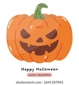 cute Halloween pumpkin cartoon Jack-o'-lantern vector illustration