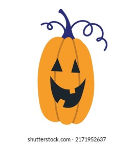 Cute Halloween Pumpkin, cartoon style. Trendy modern vector illustration isolated on white background, hand drawn, flat design.