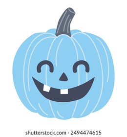 Cute Halloween pumpkin with cut-out eyes and mouth on a white background