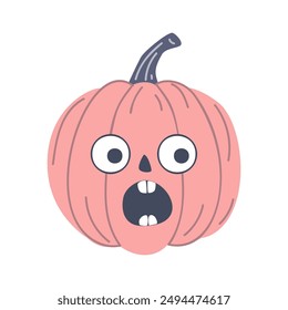 Cute Halloween pumpkin with cut-out eyes and mouth on a white background