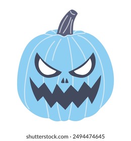 Cute Halloween pumpkin with cut-out eyes and mouth on a white background