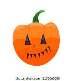 Cute halloween pumpkin with face isolated on white background