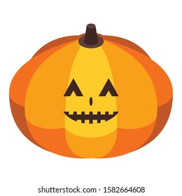 Cute halloween pumpkin icon. Isometric of cute halloween pumpkin vector icon for web design isolated on white background