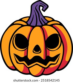 cute halloween pumpkin illustration flat style for card website, application, printing, document, poster design, etc.