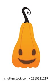 Cute halloween pumpkin illustration with spooky face isolated on white background