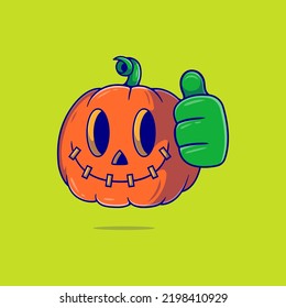 cute halloween pumpkin illustration suitable for mascot sticker and t-shirt design