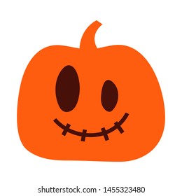Cute halloween pumpkin. Isolated on white background. Flat style vector illustration.