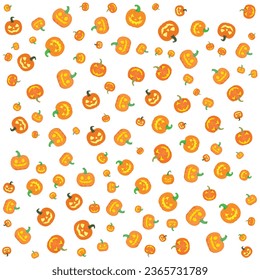 Cute Halloween pumpkin isolated on white background, flat style vector illustration.