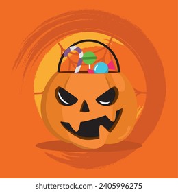 Cute halloween pumpkin jack o lantern Vector illustration