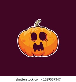 Cute halloween pumpkin jack'o lantern Cartoon Vector Icon Illustration. Helloween theme Icon Concept Premium Vector. Flat Cartoon Style