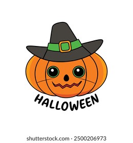 Cute Halloween pumpkin kawaii vector perfect for festive designs and autumn-themed projects.