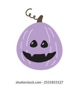 Cute Halloween pumpkin lantern isolated on white background. Vector illustration