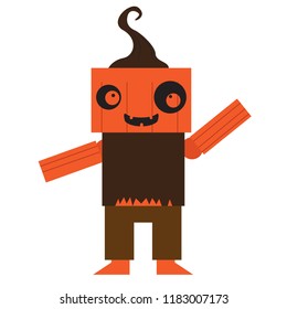 Cute halloween pumpkin monster cartoon character