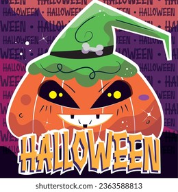 Cute Halloween Pumpkin on October 31st Celebration Poster