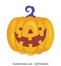 cute halloween pumpkin on white background