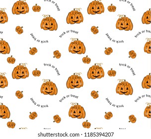 cute halloween pumpkin pattern on cartoon style