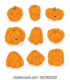 Cute Halloween Pumpkin Set Vector Illustration