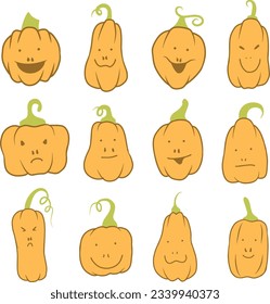 Cute halloween Kürbis Set Vektorgrafik