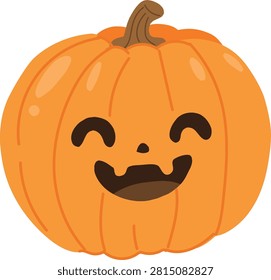 Cute Halloween Pumpkin Smiling Jack O Lantern Cartoon Illustration